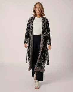 Discount Jacquard-Mantel Kaschmirblend Strickware