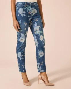 Jeans mit Blumen-Print Jeans|Hosen