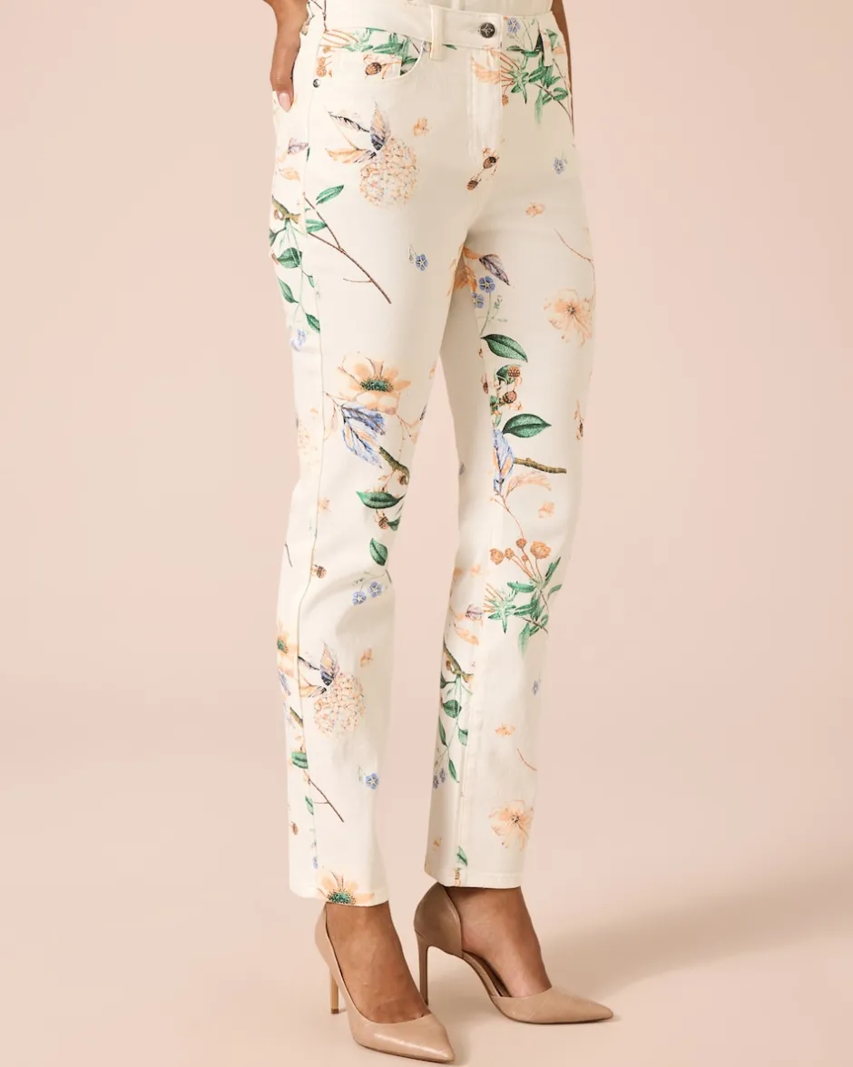 Jeans mit Blumen-Print Jeans|Hosen