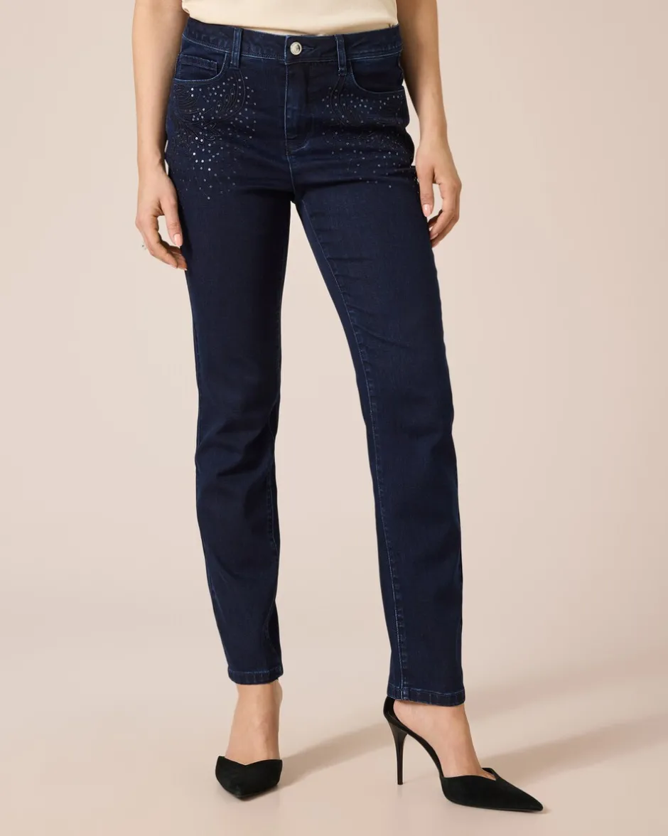 Jeans mit Stickerei und Pailletten Jeans|Hosen