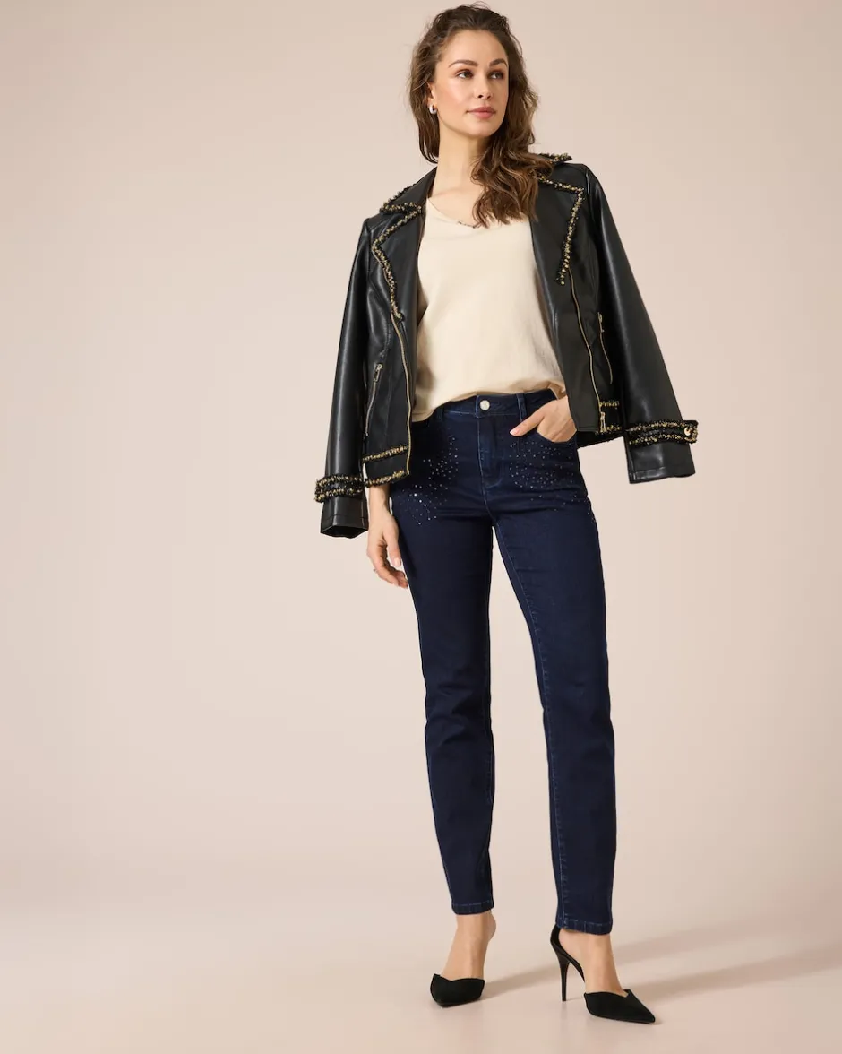 Jeans mit Stickerei und Pailletten Jeans|Hosen