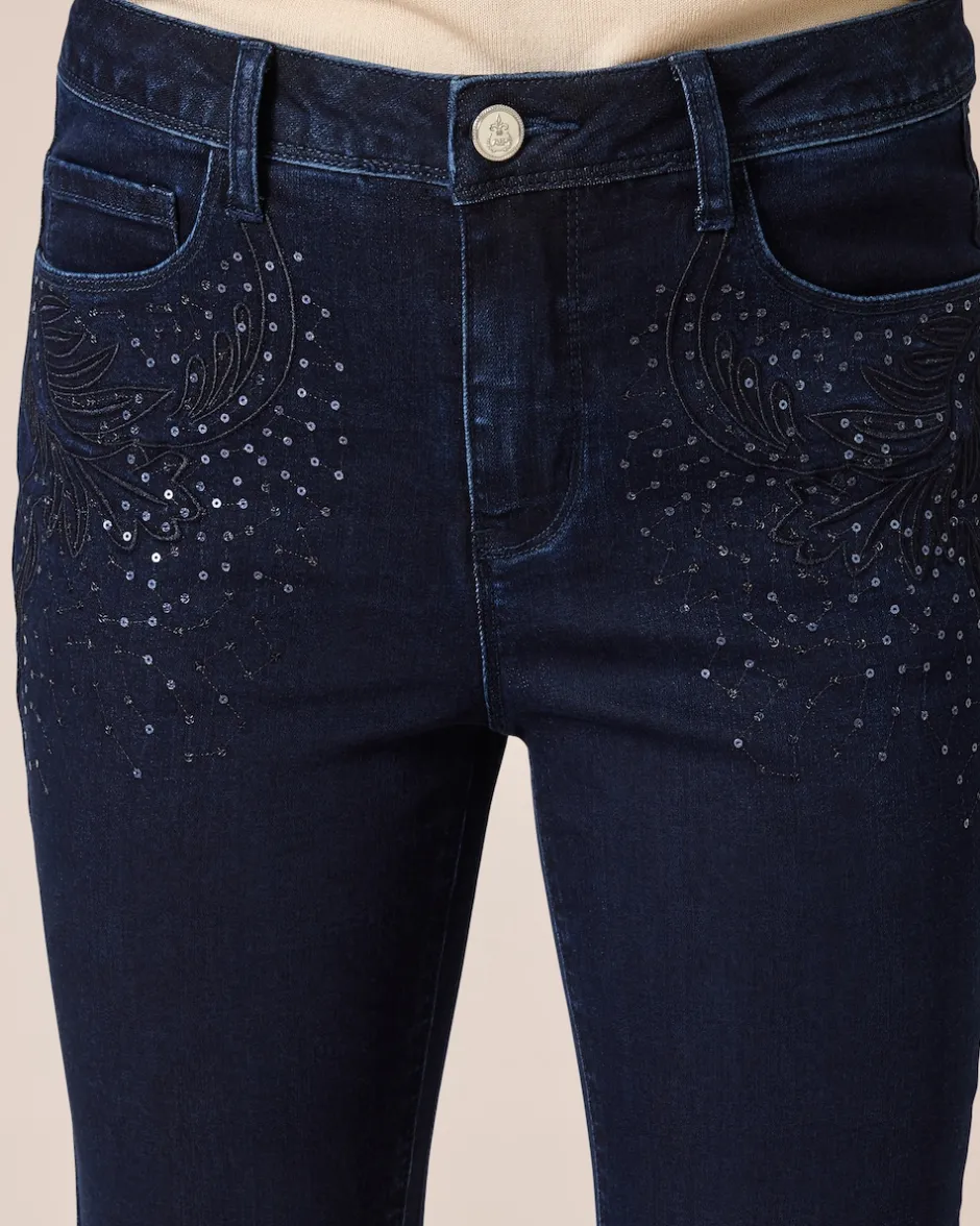 Jeans mit Stickerei und Pailletten Jeans|Hosen