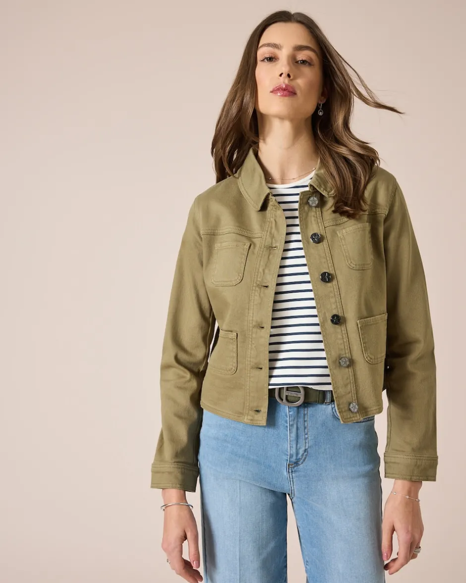 Outlet Jeansjacke mit aufgesetzten Taschen Jacken & Mäntel