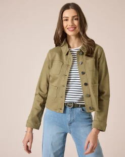 Outlet Jeansjacke mit aufgesetzten Taschen Jacken & Mäntel