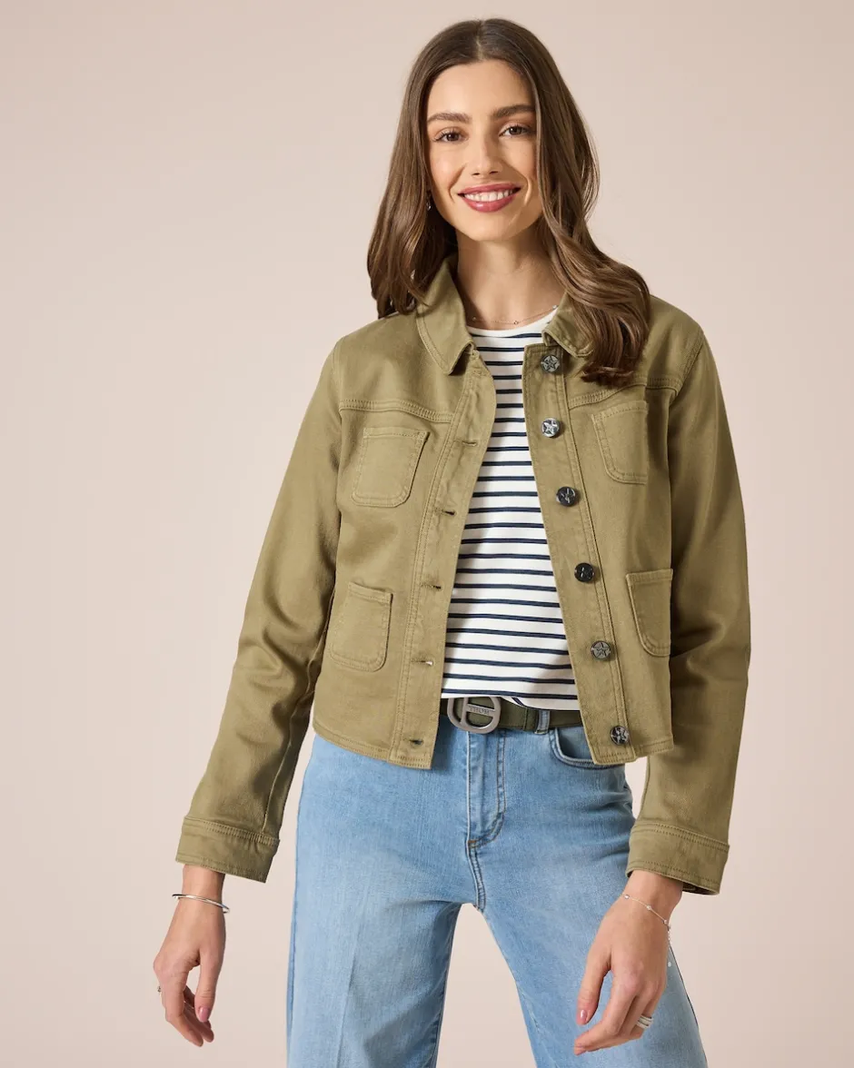 Outlet Jeansjacke mit aufgesetzten Taschen Jacken & Mäntel