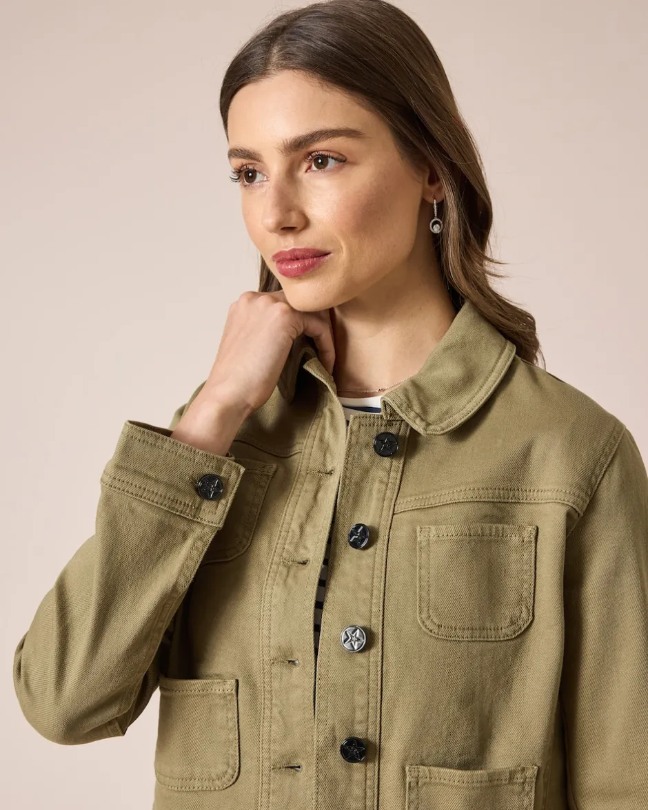 Outlet Jeansjacke mit aufgesetzten Taschen Jacken & Mäntel