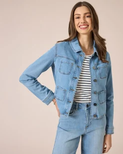 Outlet Jeansjacke mit aufgesetzten Taschen Jacken & Mäntel