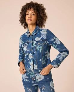 Clearance Jeansjacke mit Blumen-Print Jacken & Mäntel