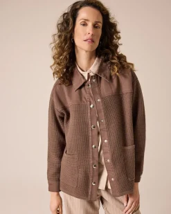 Clearance Jeansjacke mit Materialmix Jacken & Mäntel