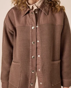 Clearance Jeansjacke mit Materialmix Jacken & Mäntel