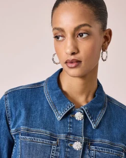 Discount Jeansjacke mit Schmuckknöpfen Jacken & Mäntel