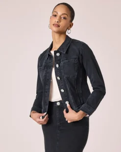 Discount Jeansjacke mit Schmuckknöpfen Jacken & Mäntel