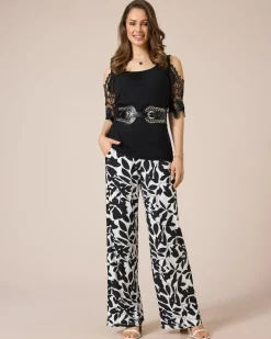 Outlet Jerseyhose mit Blätterdruck Hosen