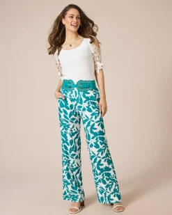 Outlet Jerseyhose mit Blätterdruck Hosen