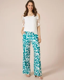 Outlet Jerseyhose mit Blätterdruck Hosen