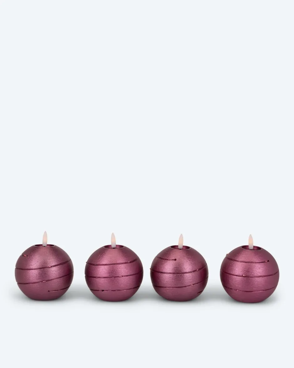 Discount Kugelkerzen mit LED-Draht, 4tlg. Dekoration