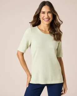 Online Kurzarm-Pullover aus Bio-Baumwolle Strickware