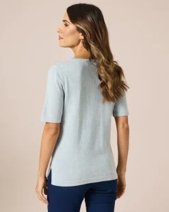 Online Kurzarm-Pullover aus Bio-Baumwolle Strickware