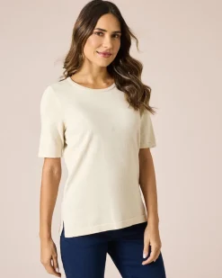 Online Kurzarm-Pullover aus Bio-Baumwolle Strickware