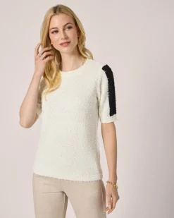 Sale Kurzarm-Pullover mit Kontrast-Detail Strickware