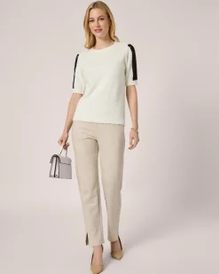 Sale Kurzarm-Pullover mit Kontrast-Detail Strickware