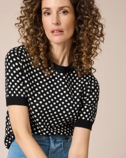 Hot Kurzarmpullover mit Punkten Strickware