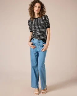 Hot Kurzarmpullover mit Punkten Strickware