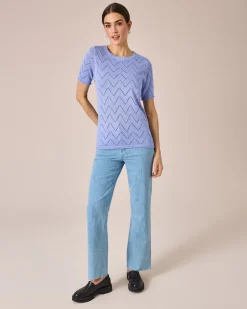 Outlet Kurzarmpullover mit Zick-Zack-Muster Strickware