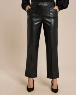 Outlet Lederimitat Hose mit Deko am Bund Hosen