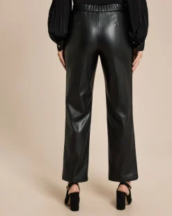 Outlet Lederimitat Hose mit Deko am Bund Hosen