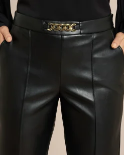 Outlet Lederimitat Hose mit Deko am Bund Hosen