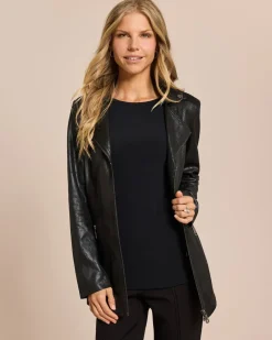 Sale Lederimitatjacke mit Bikerelementen Jacken & Mäntel