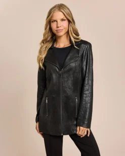 Sale Lederimitatjacke mit Bikerelementen Jacken & Mäntel