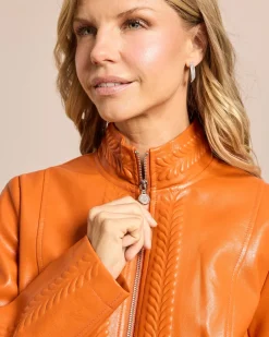 Online Lederimitatjacke mit Flechtdetails Jacken & Mäntel