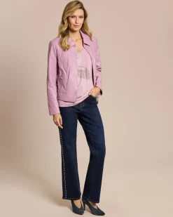 Clearance Lederjacke mit Ziernähten Kragen Jacken & Mäntel