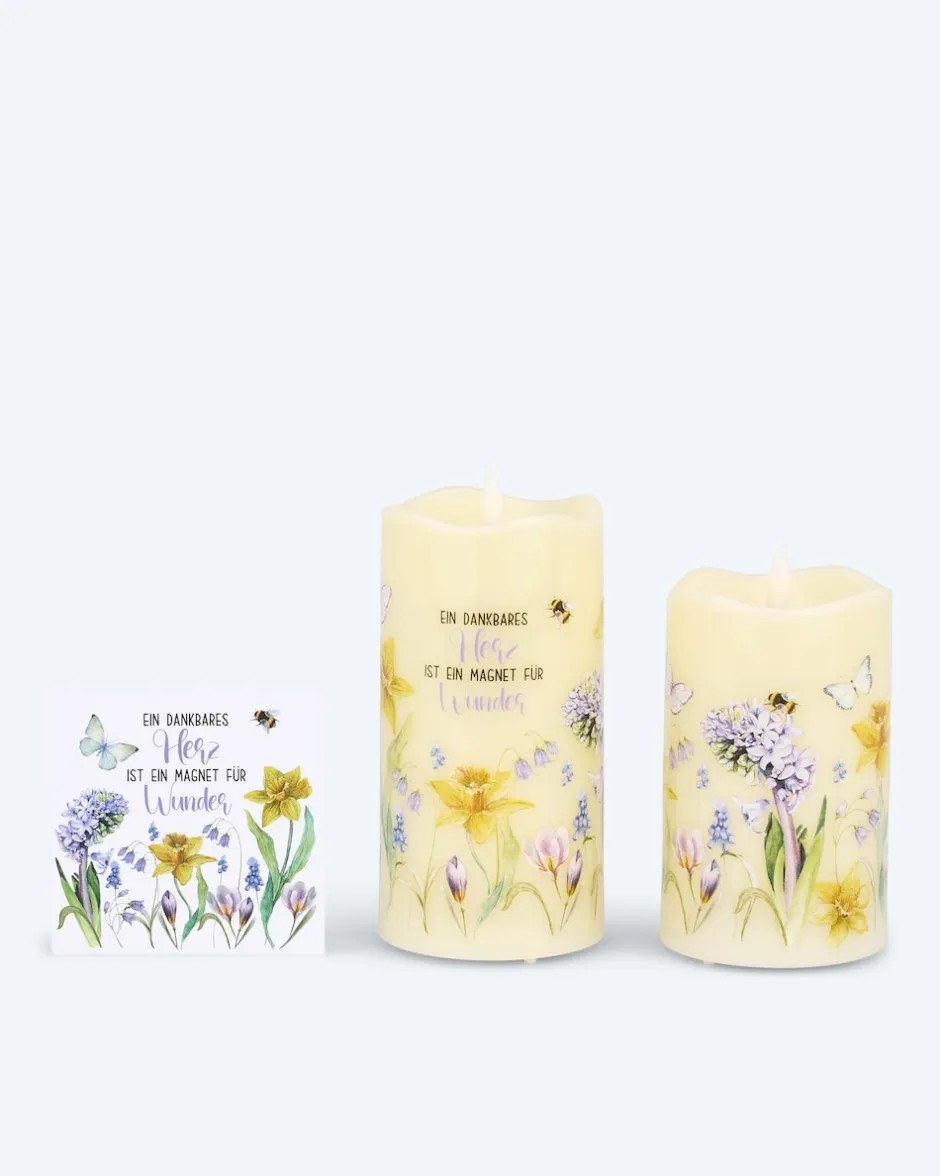 Discount LED-Funkelkerzen mit Spruch, 2tlg. Dekoration