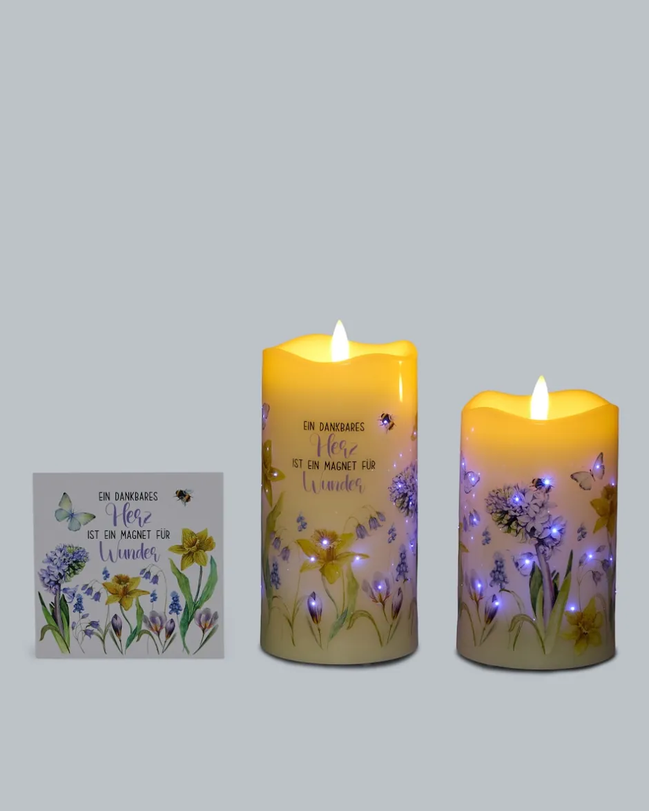 Discount LED-Funkelkerzen mit Spruch, 2tlg. Dekoration