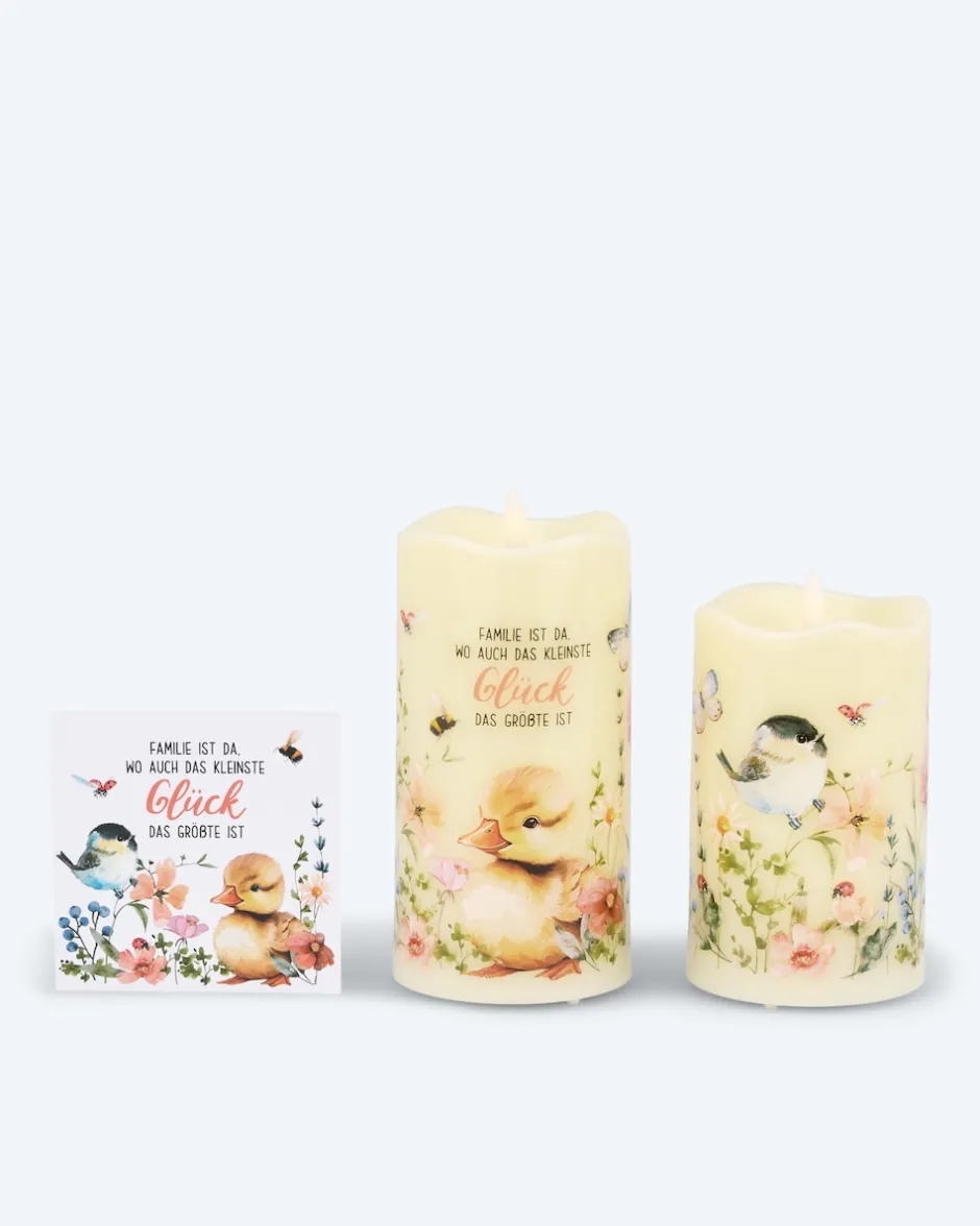 Discount LED-Funkelkerzen mit Spruch, 2tlg. Dekoration