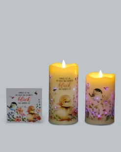 Discount LED-Funkelkerzen mit Spruch, 2tlg. Dekoration