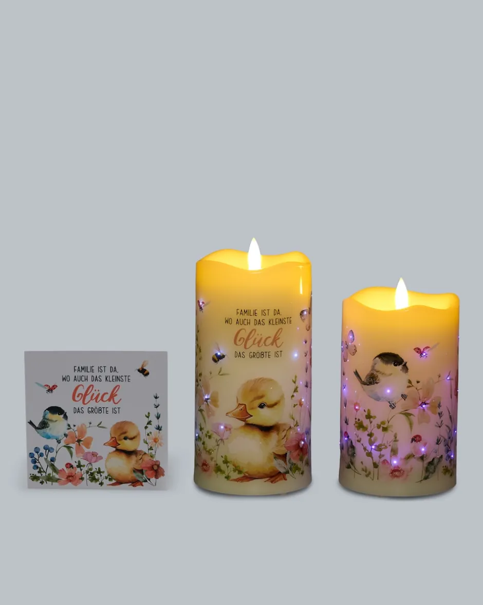 Discount LED-Funkelkerzen mit Spruch, 2tlg. Dekoration