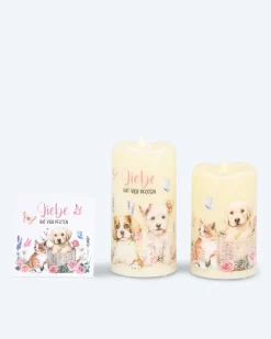 Discount LED-Funkelkerzen mit Spruch, 2tlg. Dekoration