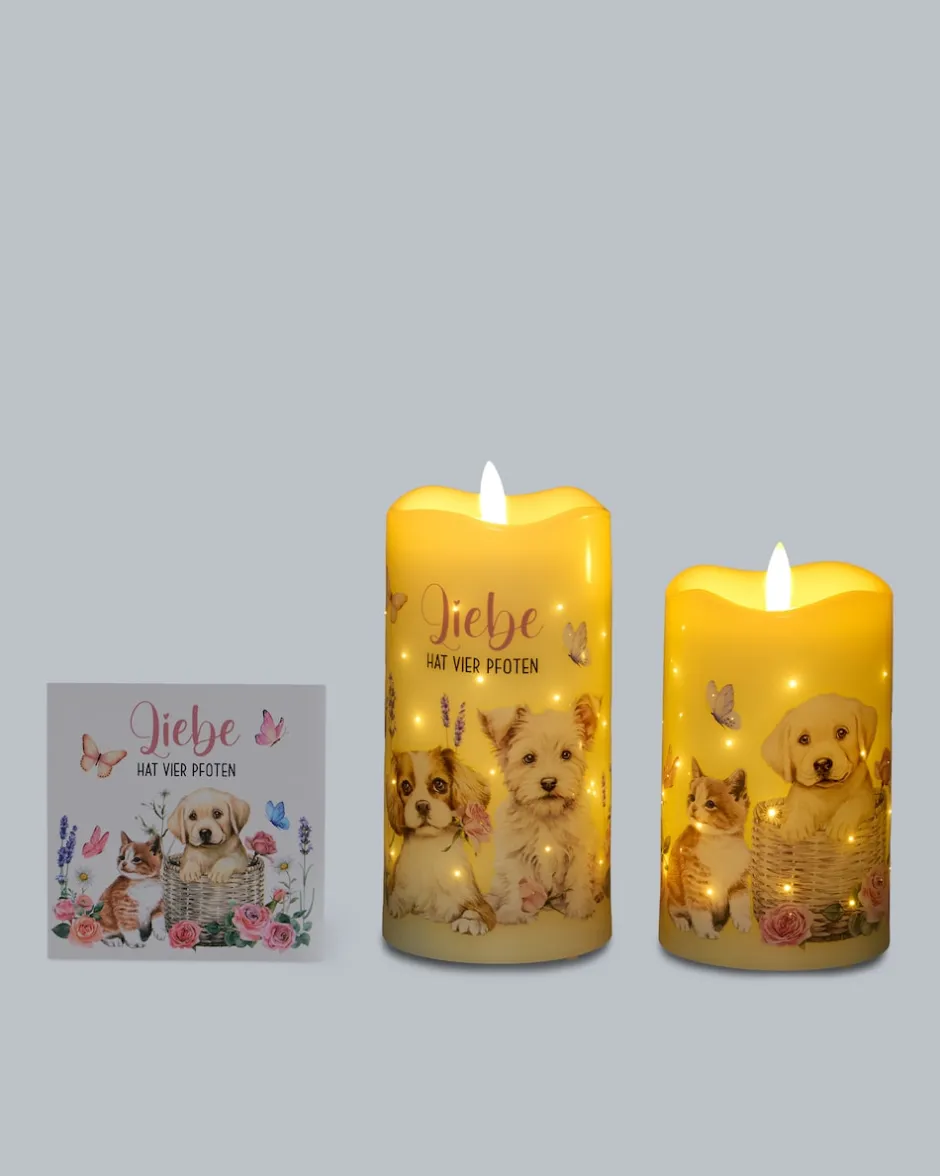 Discount LED-Funkelkerzen mit Spruch, 2tlg. Dekoration