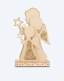 Sale LED-Holzdekoration "Glitzerengel" Dekoration