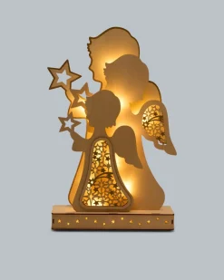 Sale LED-Holzdekoration "Glitzerengel" Dekoration