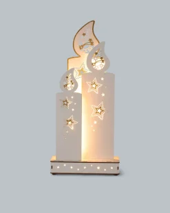 LED-Holzdekoration "Glitzerkerze" Dekoration