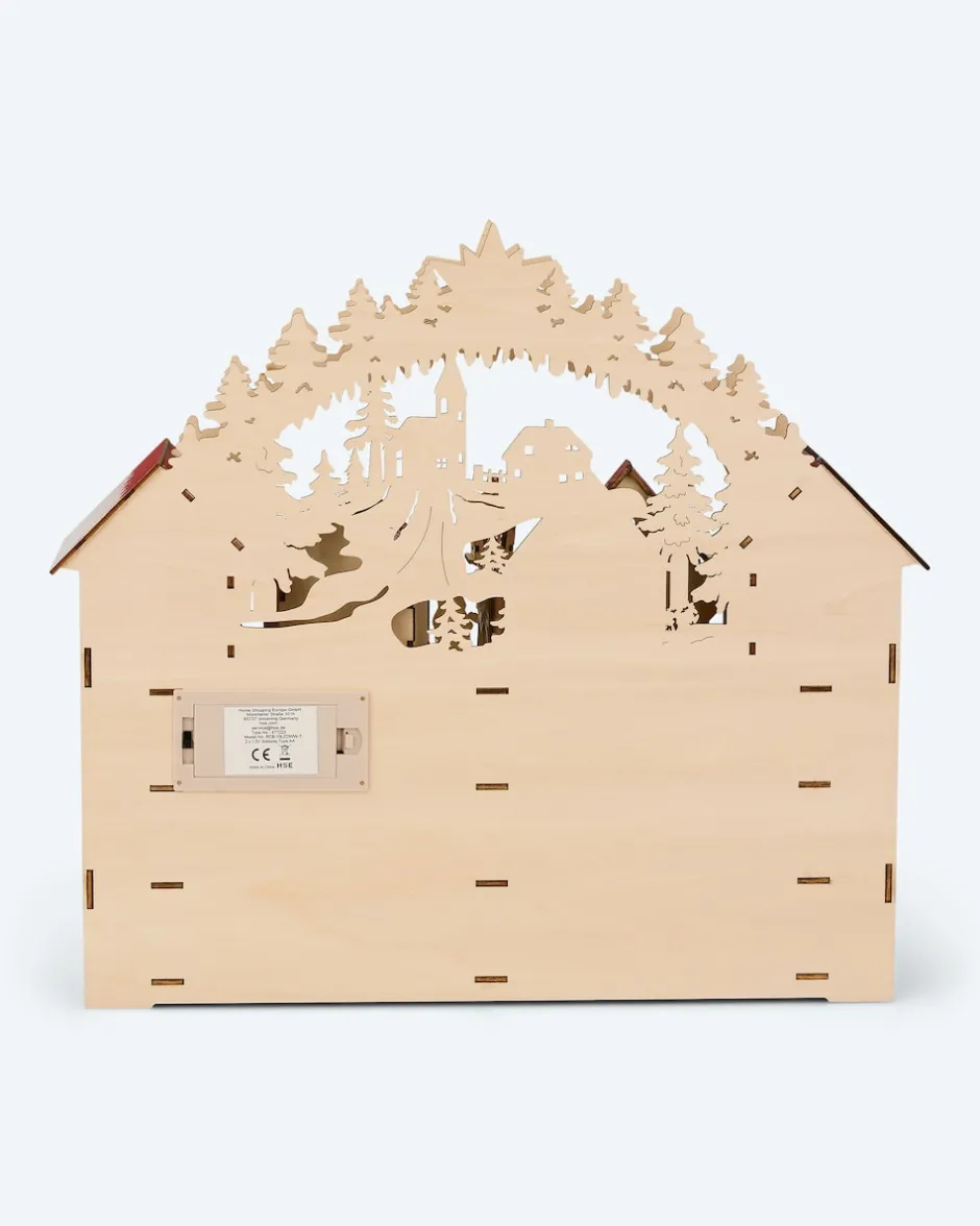 LED-Holzkalender Wichtel Dekoration