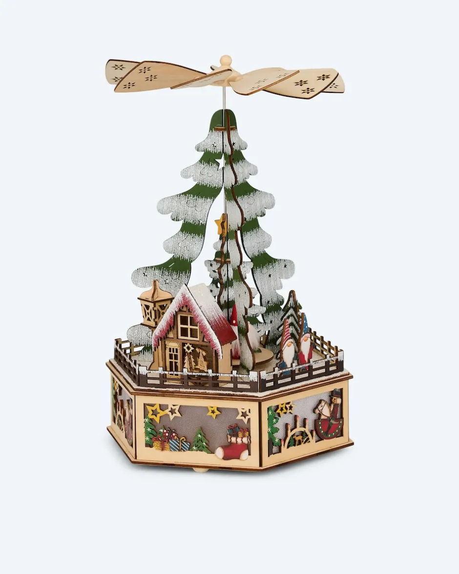 Hot LED-Holzpyramide Wichtel Dekoration