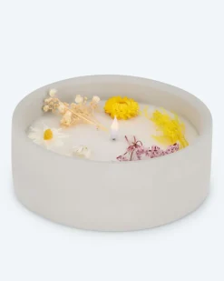 Discount LED-Kerze Zement mit Blumen, groß Dekoration