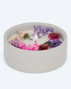 Discount LED-Kerze Zement mit Blumen, groß Dekoration