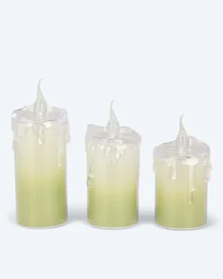 New LED-Kerzen mit Glitzereffekt, 3tlg. Dekoration